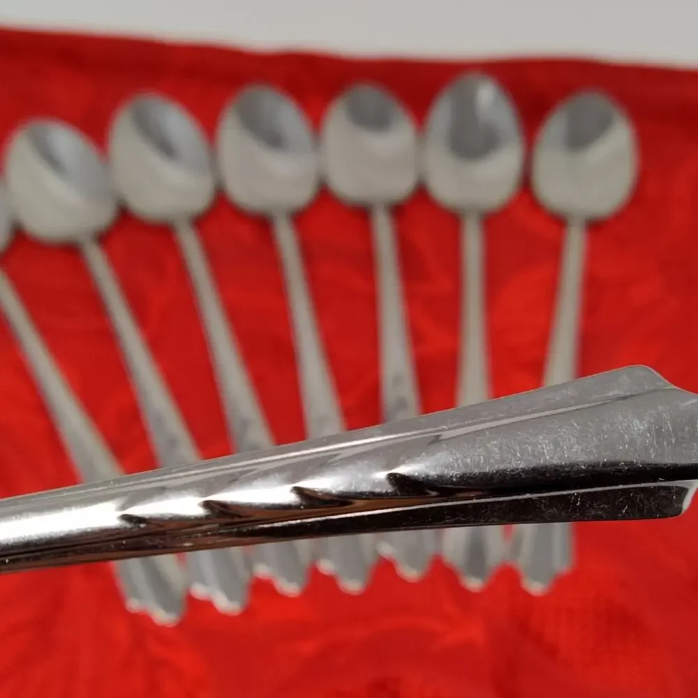 8X LH Tsp Ekco EKS7 Stainless Malt Ice Tea Spoons USA Long Handle